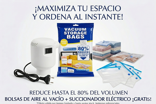 Bolsas de Aire al Vacío + Succionador Eléctrico GRATIS
